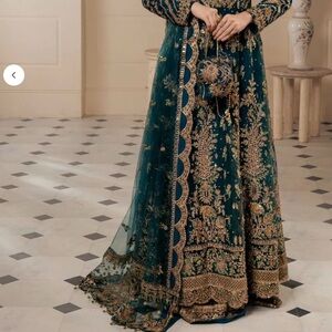 Elegant Teal and Gold Maxi Dress